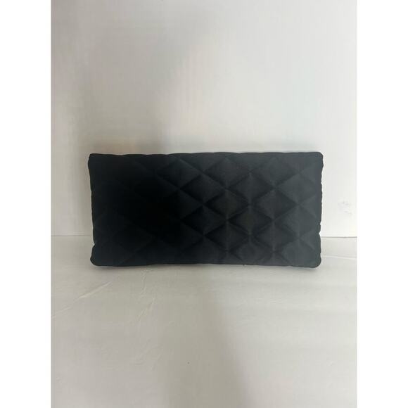 KATE LANDRY Black Clutch Quilted Vtg Purse Evening Folder Bag With Rhinestone - Picture 3 of 16